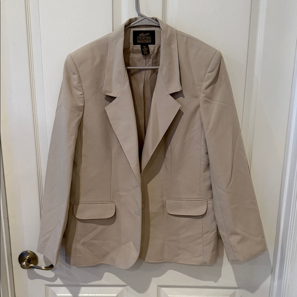 Ladies Taupe Two Button Blazer